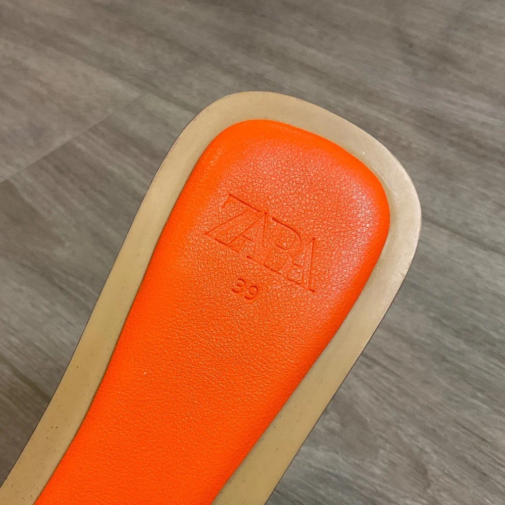 ZARA Orange Slide Sandals Size EU 39 U.S. 8 - Picture 5 of 6